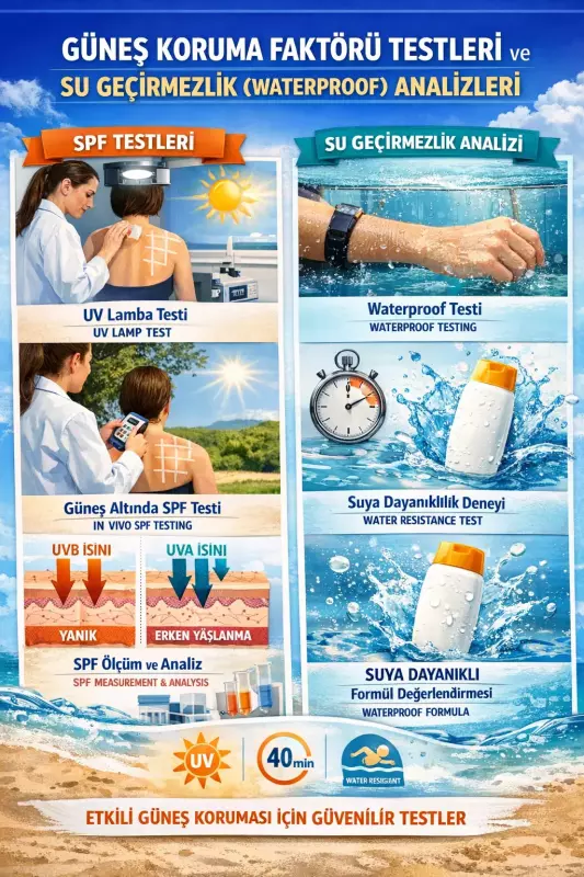 Güneş Koruma Faktörü Testleri ve Su Geçirmezlik (Waterproof) Analizleri